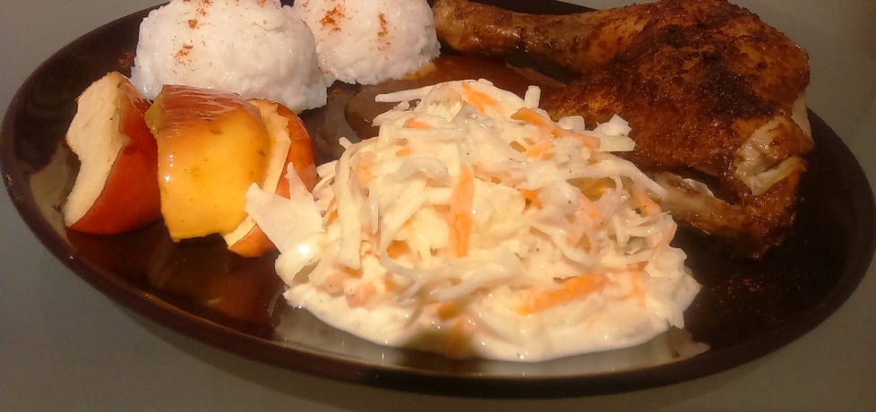 Tajski kurczak z ryżem, pieczonymi jabłkami i sosem chili (autor ...