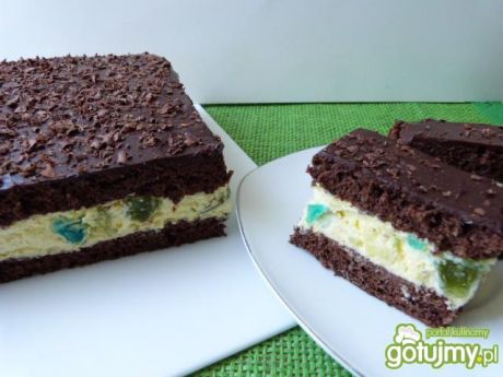 Przepis  kakaowe ciasto z kremem i galaretkami przepis