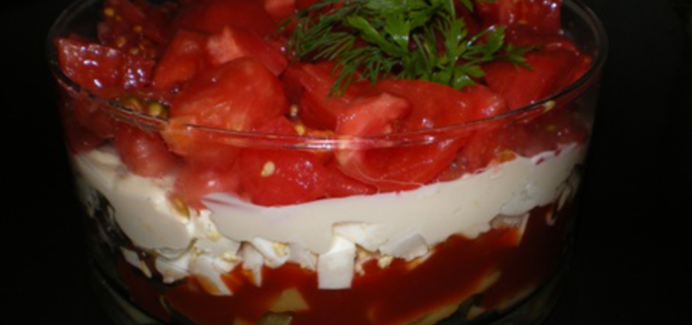 Warstwowa sałatka z pomidorów, fasoli i jaj (autor: ilka86 ...