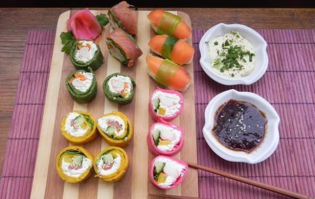 Przepis  sushi naleśnikowe tricolor przepis