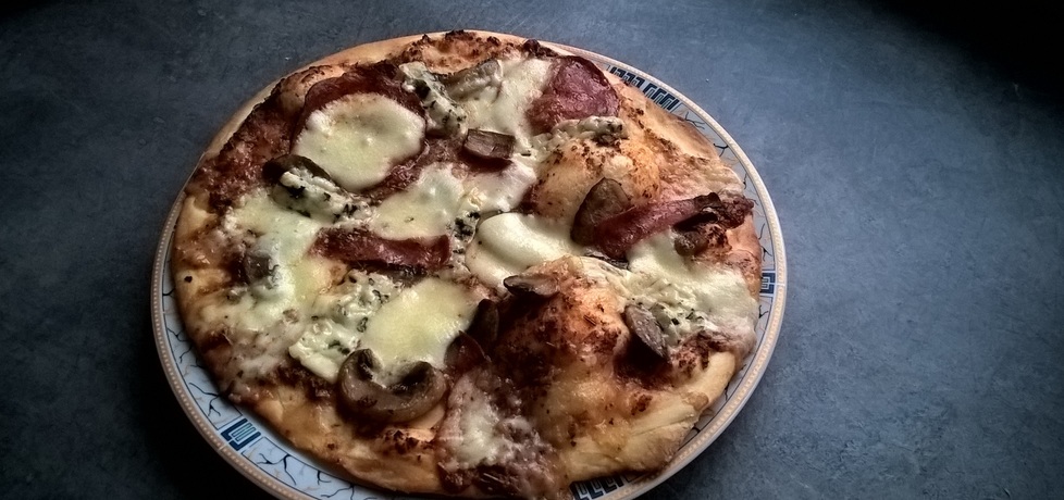 Pizza z salami, gorgonzolą i mozarellą (autor: ania321 ...