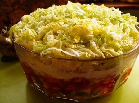 Przepis  salatka warstwowa z kapusta pekinska przepis