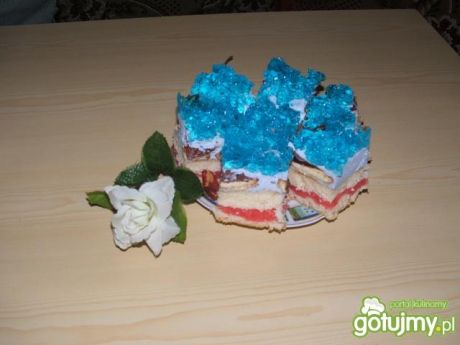 Przepis  ciasto z niebieską galaretką przepis