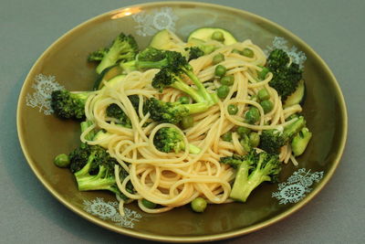 Spaghetti z zielonymi warzywami