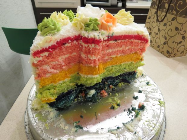 Przepis  kolorowy tort z kremem cytrynowym przepis