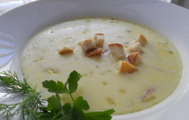 Przepis na zupa serowa z grzankami