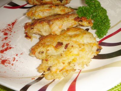 Placuszki ryżowe z grzybami i marchewką
