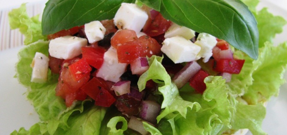 Mini sałatki greckie serwowane na waflach (autor: panimisiowa ...