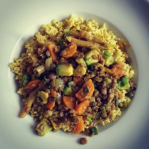 Wątróbka z warzywami i ryżem