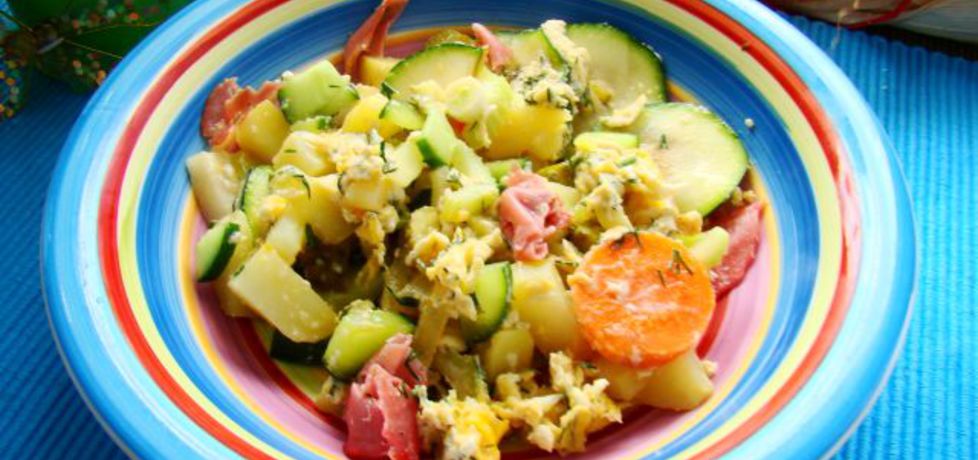 Szybki obiad z patelni warzywa z jajkiem i szynką (autor: iwa643 ...