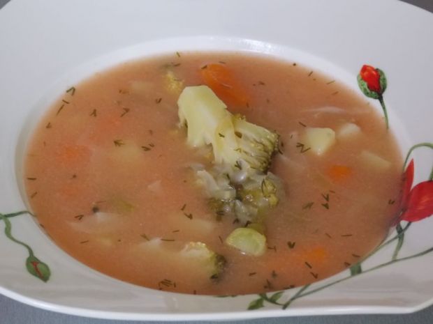 Przepis  zupa brokułowa z kapustą i pomidorami przepis