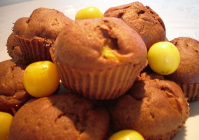 Kakaowe muffiny z mirabelkami