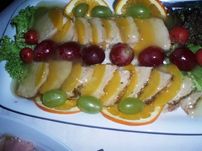 Schab pieczony w galarecie z owocami