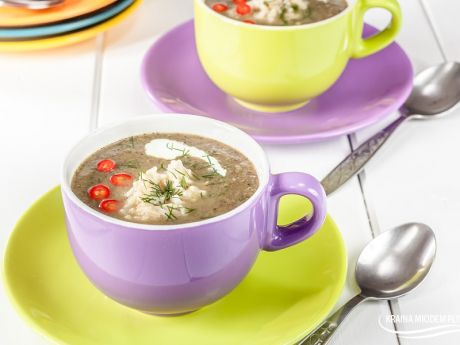 Przepis  pieczarkowa zupa-krem z ryżem przepis