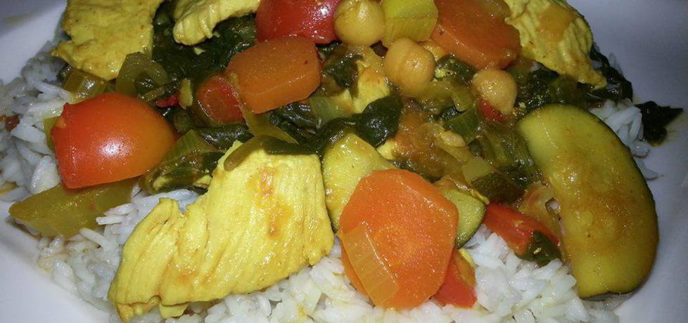 Ryż curry z ciecierzycą,warzywami i kurczakiem. (autor: kasiaaaaa ...
