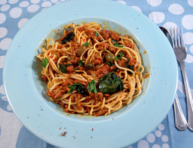 Spaghetti z zieloną nutą