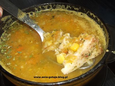 Słodka zupa kukurydziana z dyni z kurczakiem