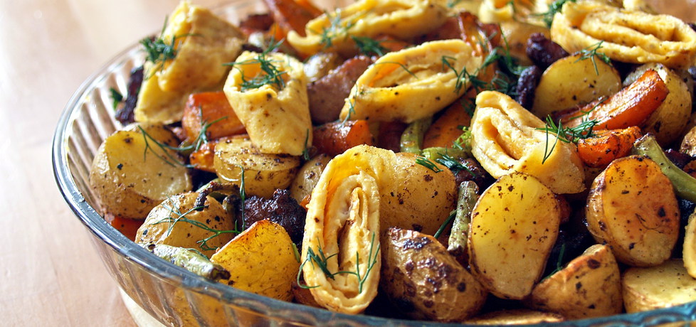 Pieczone warzywa z boczkiem i omletem (autor: pchelka79 ...