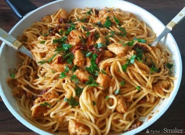 Spaghetti z kurczakiem i pesto