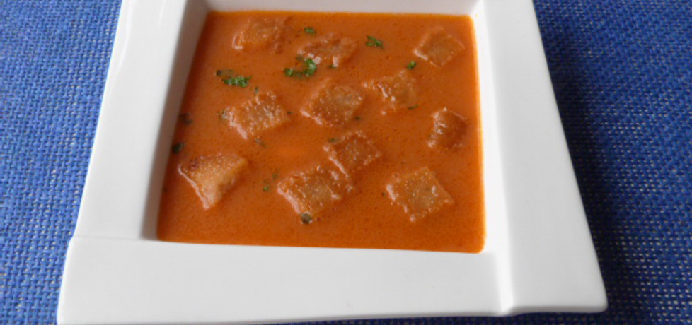 Zupa pomidorowa z czosnkowymi grzankami. (autor: ikrakowianka ...