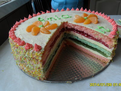 Kolorowy tort urodzinowy z galaretkami ...