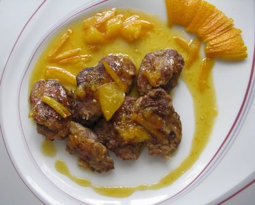 Wątróbka z kurczaka w sosie pomarańczowym