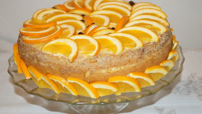 Ciasto biszkoptowe z nadzieniem mocno pomarańczowym ...