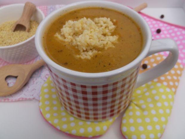 Przepis  warzywna zupa krem z kaszą jaglaną przepis