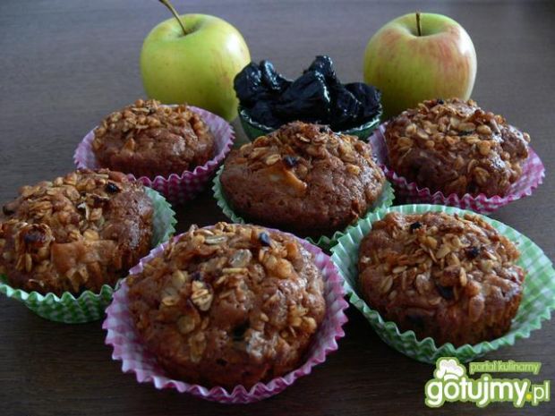 Przepis  dietetyczne jabłkowe muffinki ze śliwką przepis