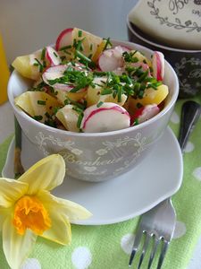 Ziemniaki z rzodkiewką i sosem
