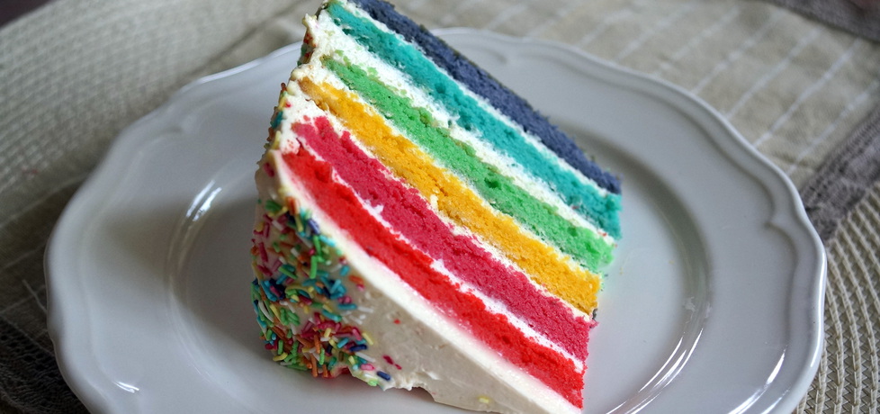 Tęczowy tort (rainbow cake) (autor: kulinarne-przgody