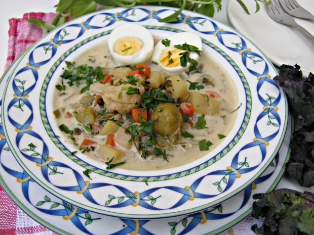 Przepis  zupa jarzynowa z jajkiem i kalerosse przepis