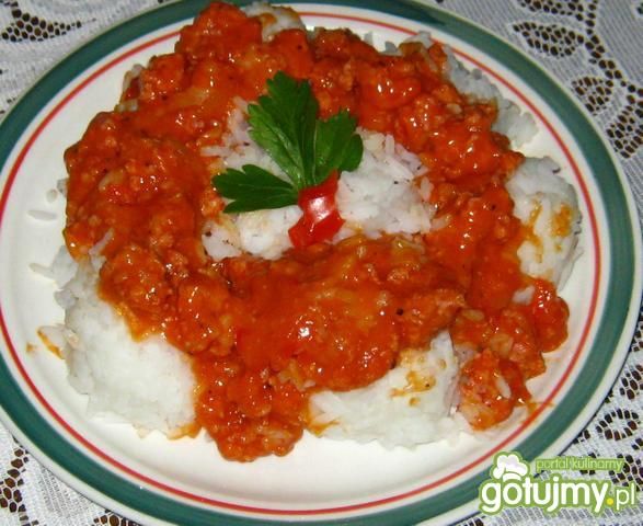 Przepis  ryż z sosem i mięsem mielonym przepis