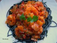 Przepis  czarne spaghetti z krewetkami przepis