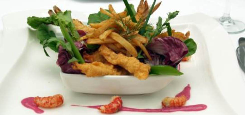 Fish & chips z sielawy z chłodnikiem na botwince i rakach marcina ...