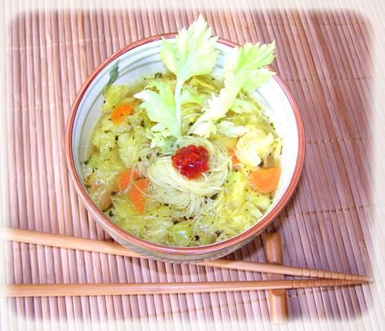 Przepis  porcja warzyw z ryżową nitką przepis