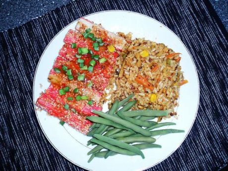 Przepis  surimi w sezamie z ryżem curry przepis