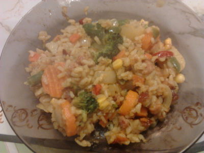 Zasmażany ryż z warzywami