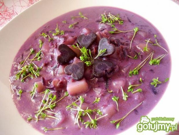 Przepis  zupa ziemniaczano sojowa z purpurową przepis
