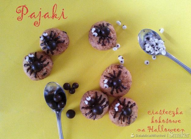 Ciasteczka pająki – kokosowe z czekoladą
