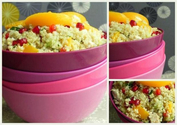 Przepis  sałatka z quinoa, kurczakiem i owocami przepis