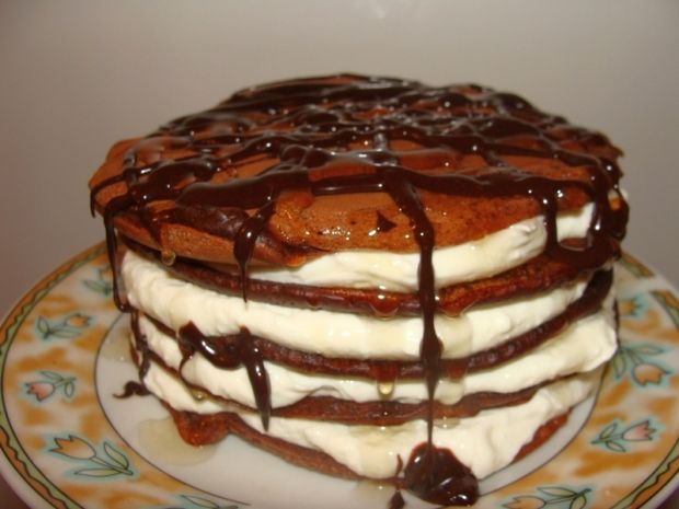 Przepis  czekoladowe pancakes z twarożkiem przepis