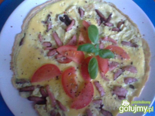 Przepis  omlet z kiełbasą śląską i pomidorem przepis