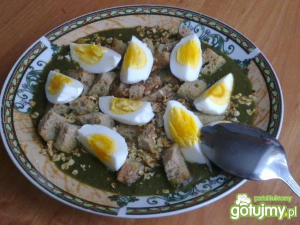 Przepis  zielona zupa z gotowanym jajkiem przepis