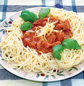 Spaghetti w sosie rybnym