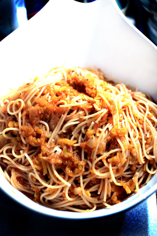 Spaghetti z sosem dyniowym