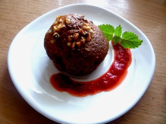 Przepis  muffinki z czekoladą i orzechami przepis