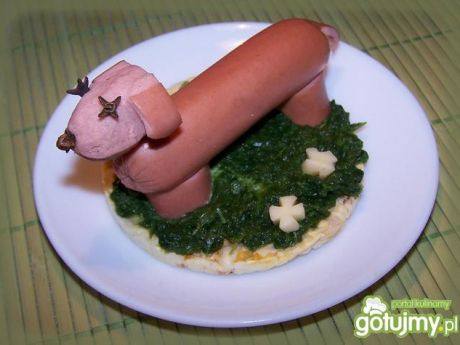Przepis  hot-dog na szpinakowym waflu ryżowym przepis