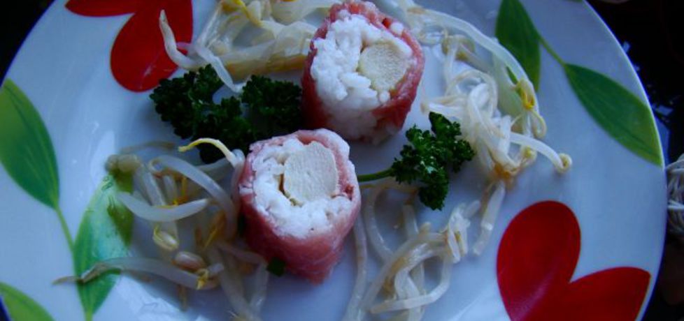 Domowe sushi z szparaga poda z kiełkami sojowymi (autor: iwa643 ...