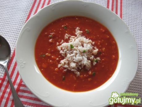 Przepis  gęsta zupa pomidorowa z ryżem przepis